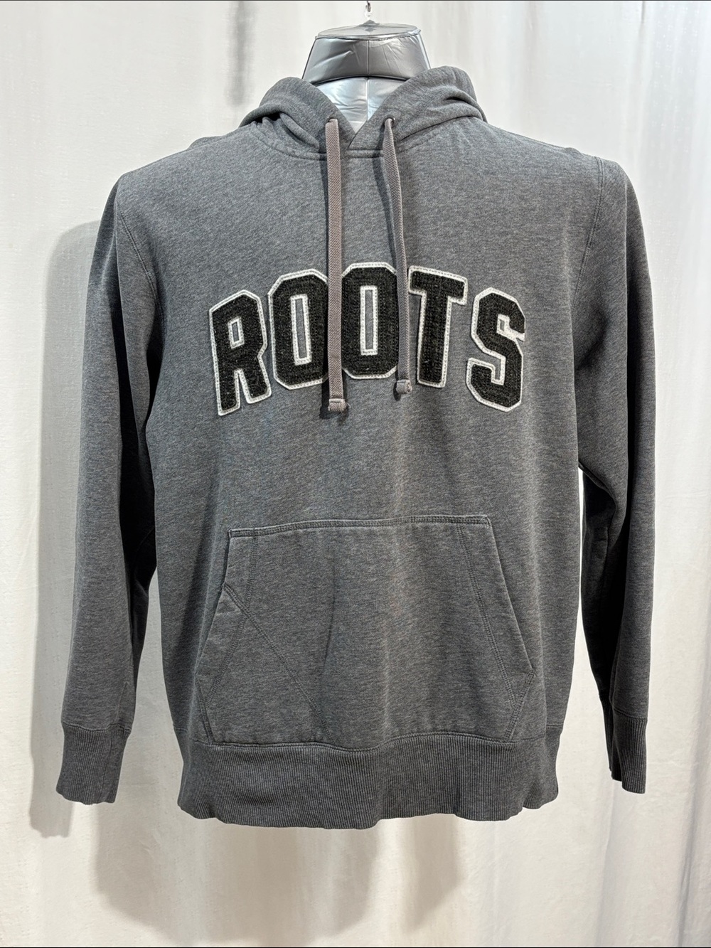 Roots Grey Logo Pullover Hoodie XL comfort varsity Kanga Canadian lounge 331
